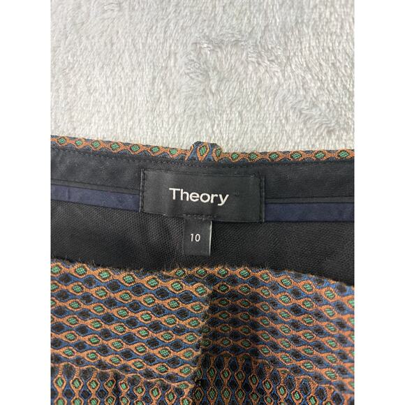 Theory Treeca 2 Dot Jacquard Slim Leg Pant • Brown & Green • Size 10 - Picture 7 of 8